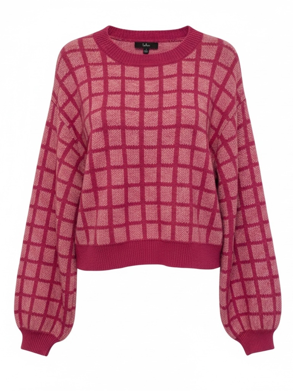 Lulu's Pink Checkered Crewneck Sweater